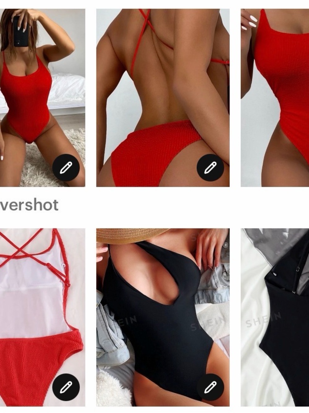 SHEIN Red & Black Ribbed One-Piece Swimsuit